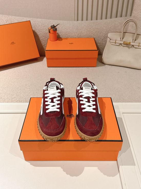 Hermes Suede Goatskin Sneakers with Iconic Design
