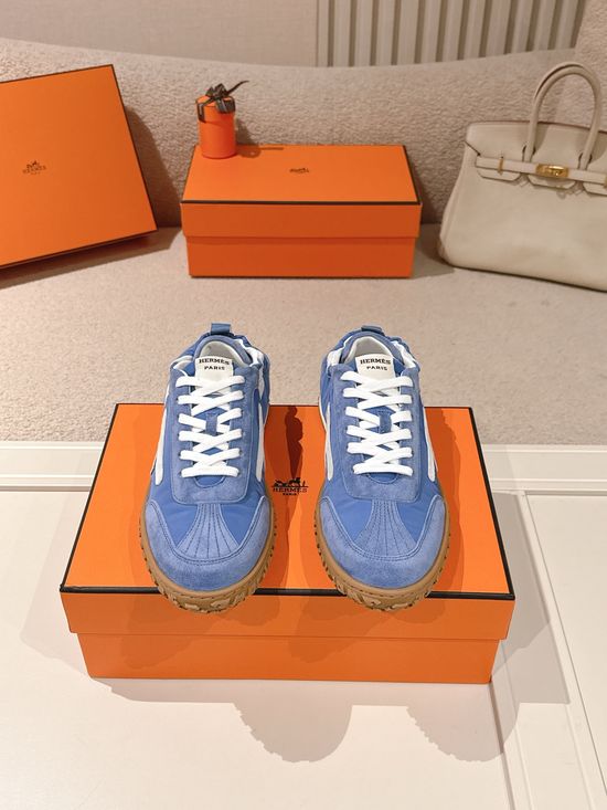 Hermes Suede Goatskin Sneakers with Iconic Design