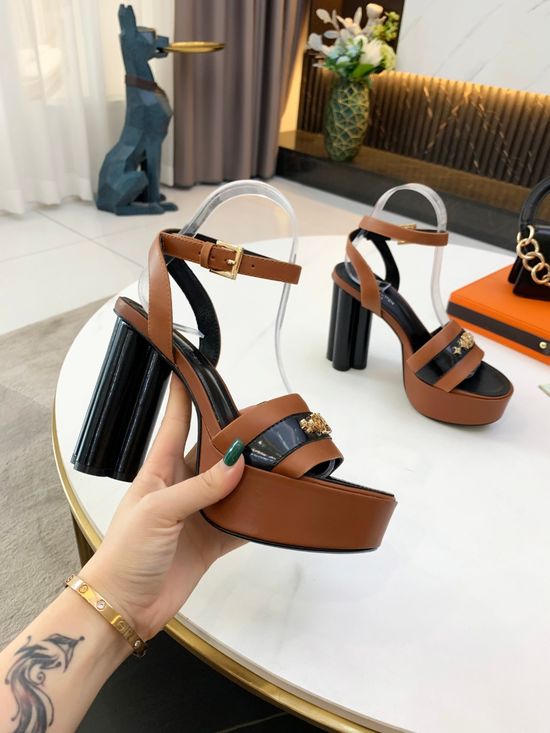 Louis Vuitton Color-block Platform High Heels Premium Leather Upper Soft Lining