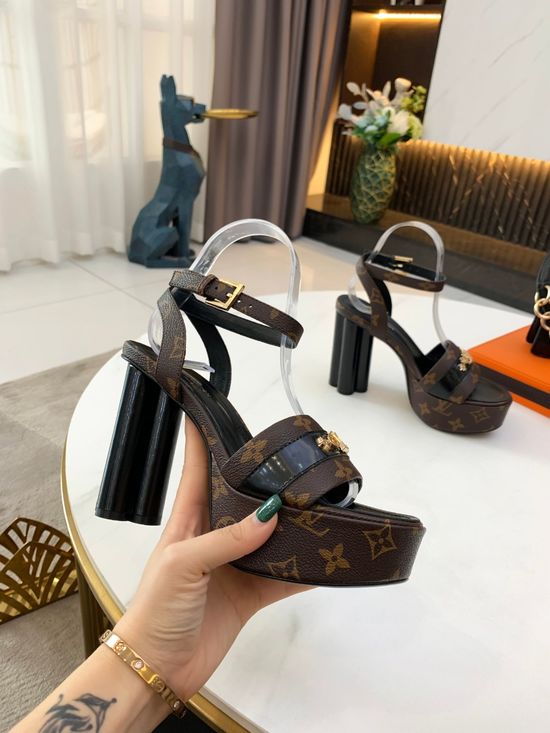 Louis Vuitton Color-block Platform High Heels Premium Leather Upper Soft Lining