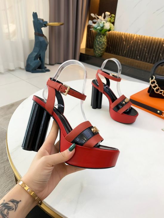 Louis Vuitton Color-block Platform High Heels Premium Leather Upper Soft Lining