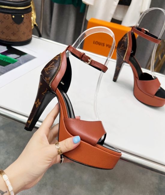 Louis Vuitton LV Premium Color Block Leather Upper Platform Heels