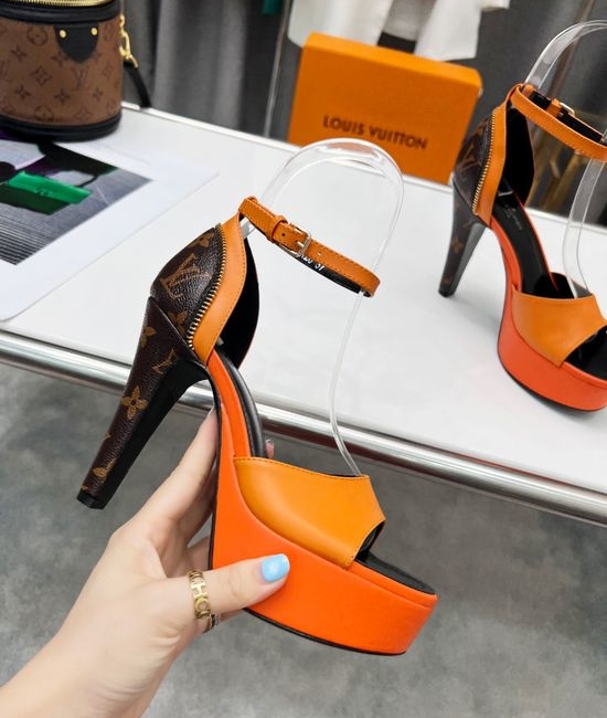 Louis Vuitton LV Premium Color Block Leather Upper Platform Heels
