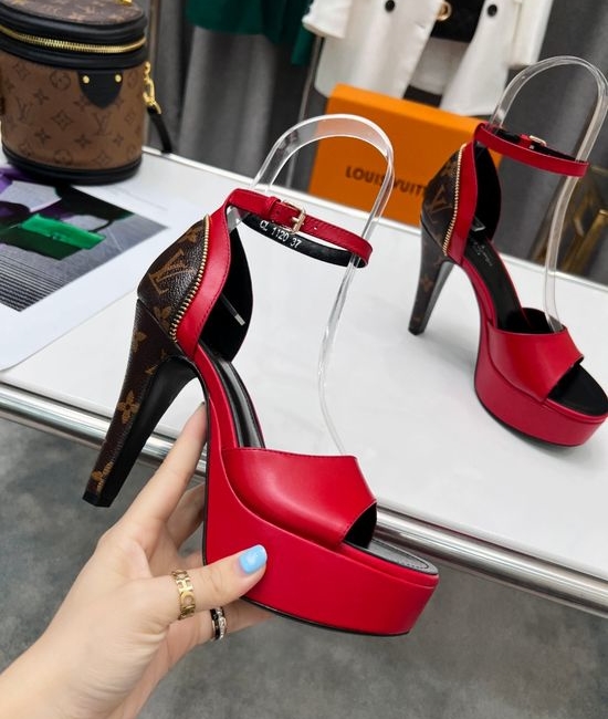 Louis Vuitton LV Premium Color Block Leather Upper Platform Heels
