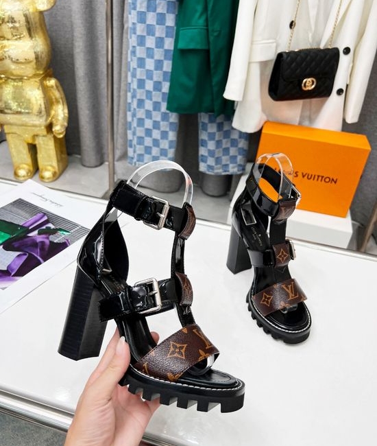 Louis Vuitton LV Stylish High Heel Sandals Premium Upper Delicate Buckle Design