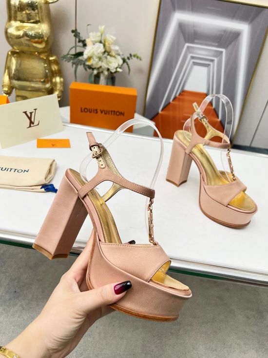 Louis Vuitton Silk Fabric Sandals with Rhinestone Buckle Premium Sheepskin Lining