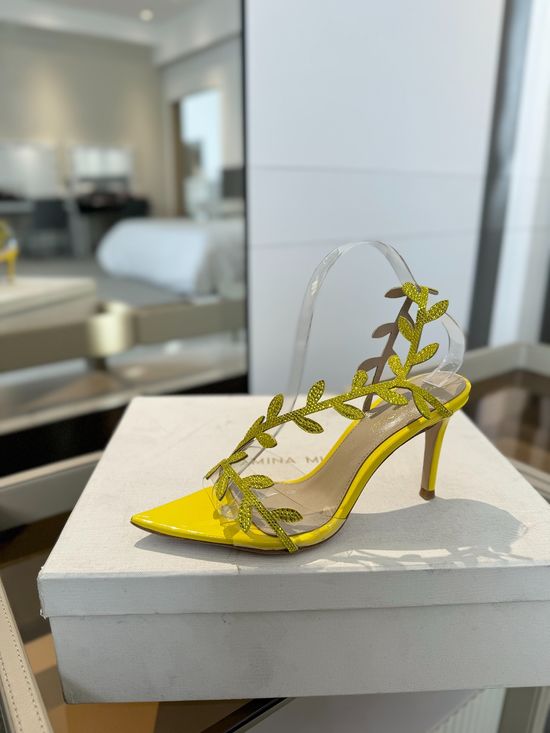 Gianvito Rossi Rhinestone Pointed Toe High Heel Slide Sandals