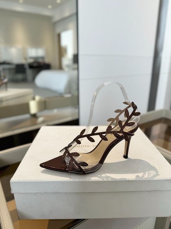 Gianvito Rossi Rhinestone Pointed Toe High Heel Slide Sandals