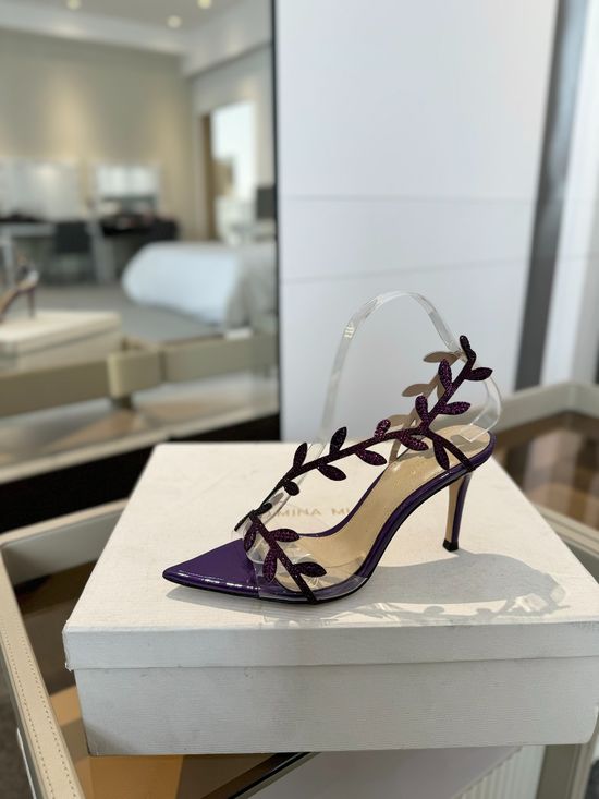 Gianvito Rossi Rhinestone Pointed Toe High Heel Slide Sandals