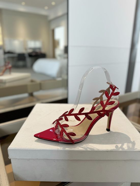 Gianvito Rossi Rhinestone Pointed Toe High Heel Slide Sandals