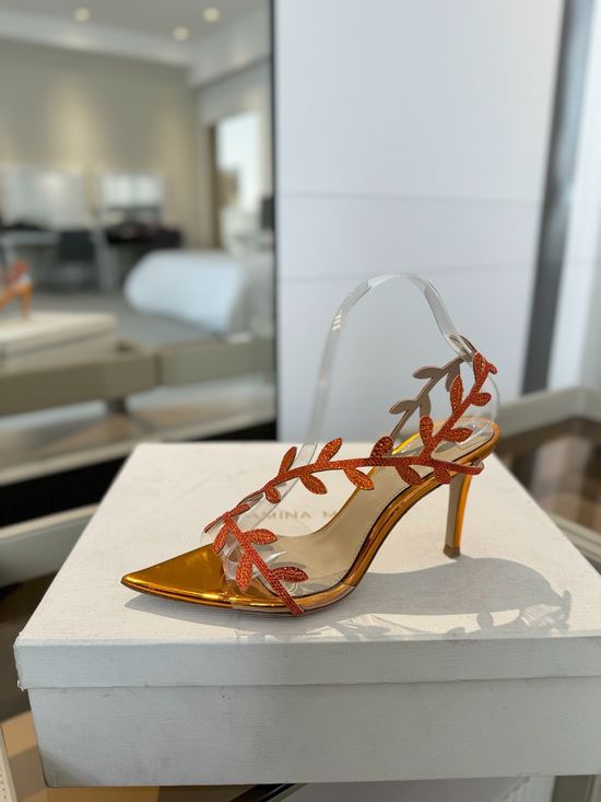 Gianvito Rossi Rhinestone Pointed Toe High Heel Slide Sandals