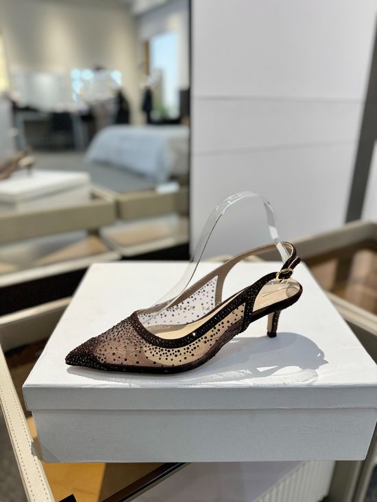 Gianvito Rossi Rhinestone Mesh Pointed Toe Stiletto Heel Sandals