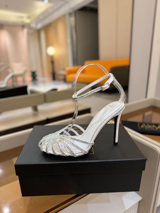 Alevi Milano Rhinestone Decorated Cutout High Heel Dress Sandals