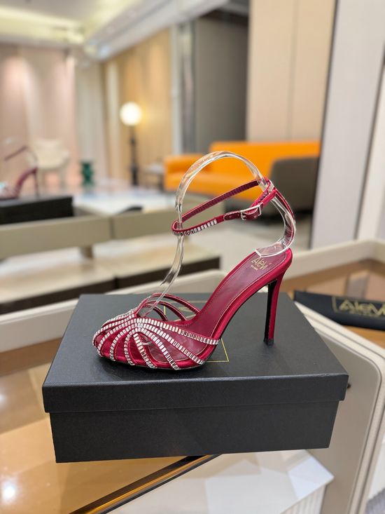 Alevi Milano Rhinestone Decorated Cutout High Heel Dress Sandals