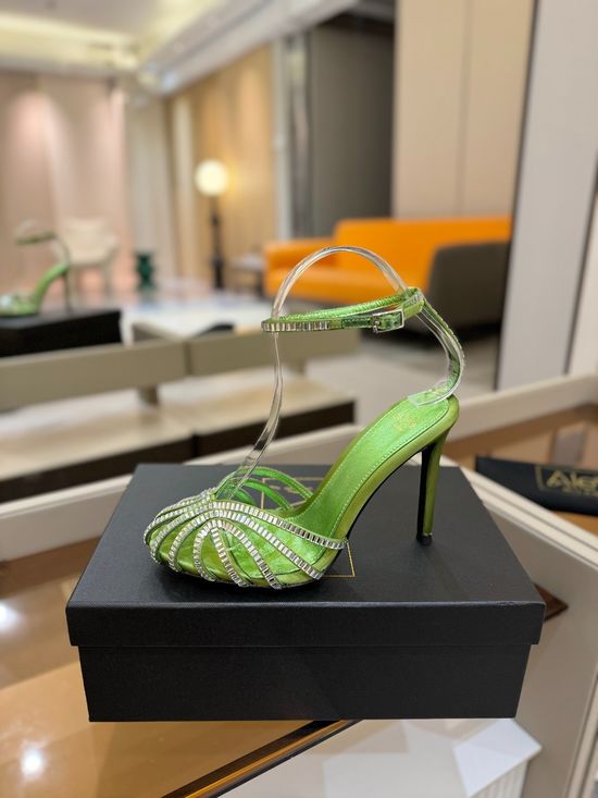 Alevi Milano Rhinestone Decorated Cutout High Heel Dress Sandals