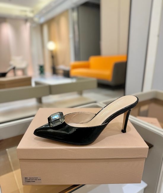 Gianvito Rossi Gem Decorated Pointed Toe High Heel Slide Shoes