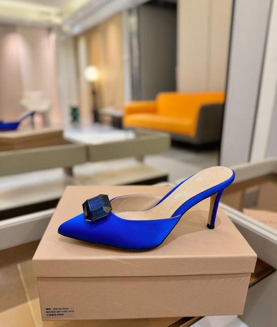 Gianvito Rossi Gem Decorated Pointed Toe High Heel Slide Shoes