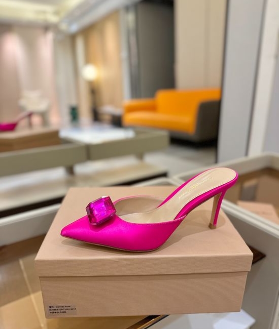 Gianvito Rossi Gem Decorated Pointed Toe High Heel Slide Shoes