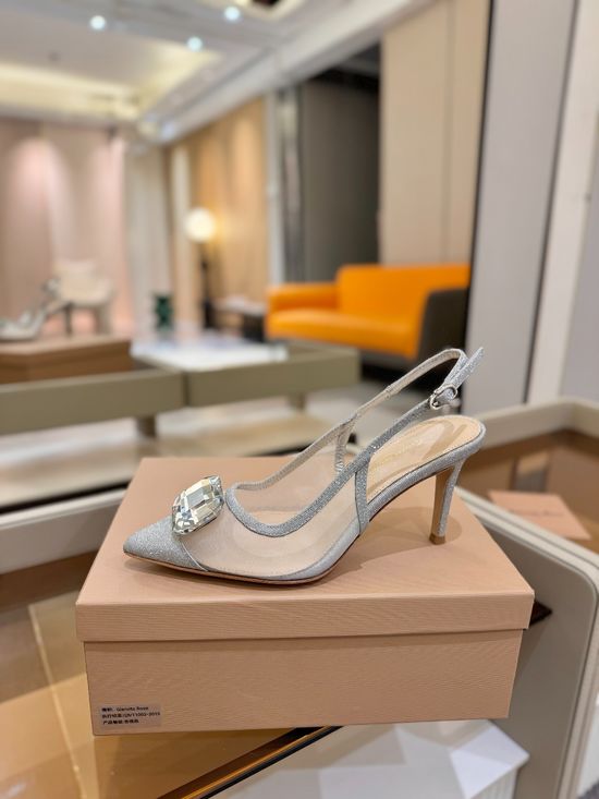 Gianvito Rossi Gemstone Mesh High Heel Slide Sandals