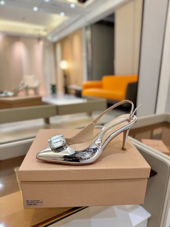 Gianvito Rossi Gemstone Velvet Patent High Heel Slide Sandals