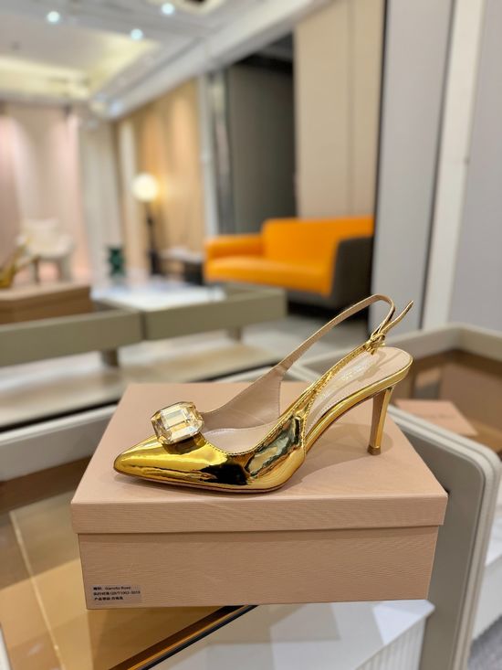 Gianvito Rossi Gemstone Velvet Patent High Heel Slide Sandals