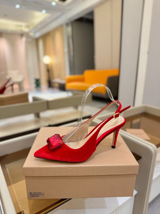 Gianvito Rossi Gemstone Velvet Patent High Heel Slide Sandals