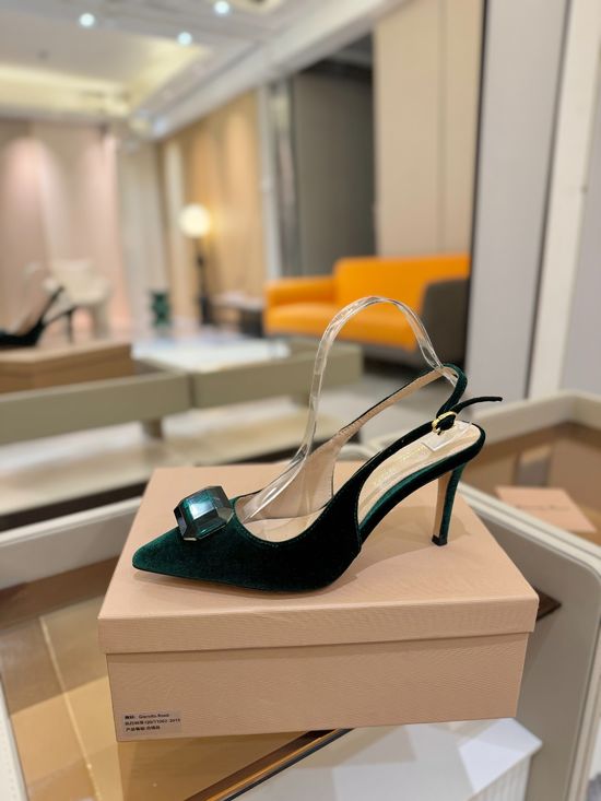 Gianvito Rossi Gemstone Velvet Patent High Heel Slide Sandals