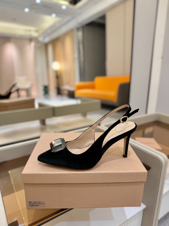 Gianvito Rossi Gemstone Velvet Patent High Heel Slide Sandals