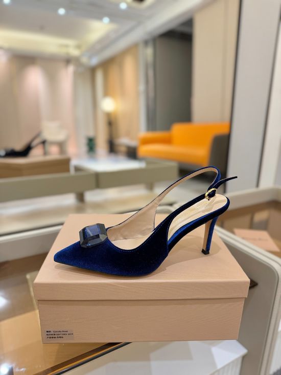 Gianvito Rossi Gemstone Velvet Patent High Heel Slide Sandals