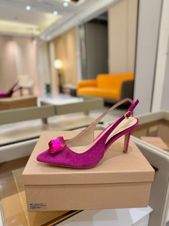 Gianvito Rossi Gemstone Velvet Patent High Heel Slide Sandals