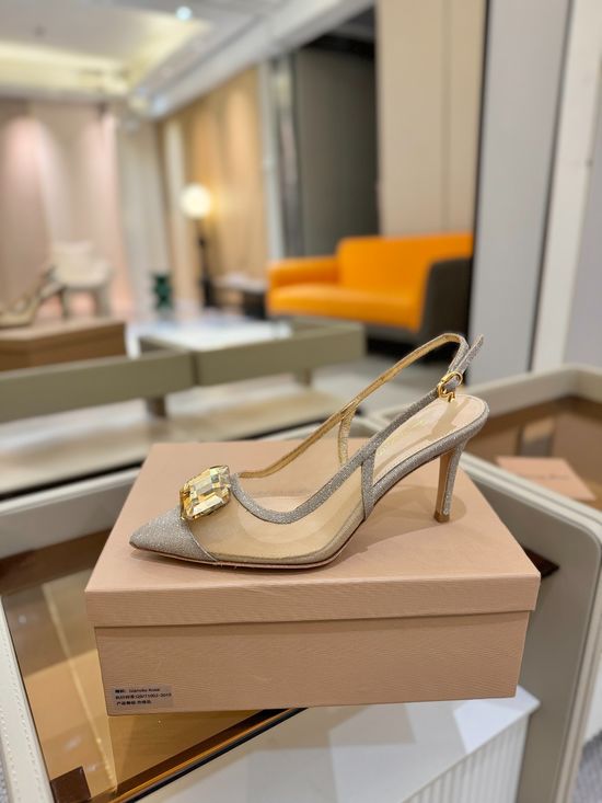 Gianvito Rossi Gemstone Mesh High Heel Slide Sandals
