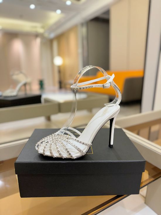 Alevi Milano Rhinestone Decorated Cutout High Heel Dress Sandals