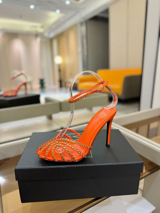 Alevi Milano Rhinestone Decorated Cutout High Heel Dress Sandals