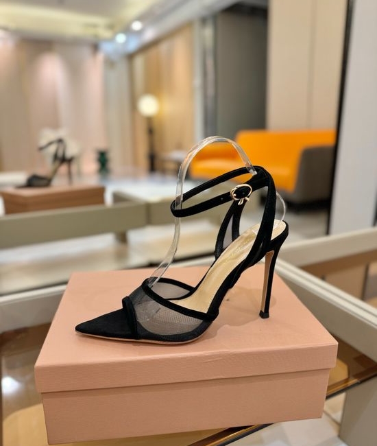 Gianvito Rossi Minimalist Leather Mesh High Heel Shoes