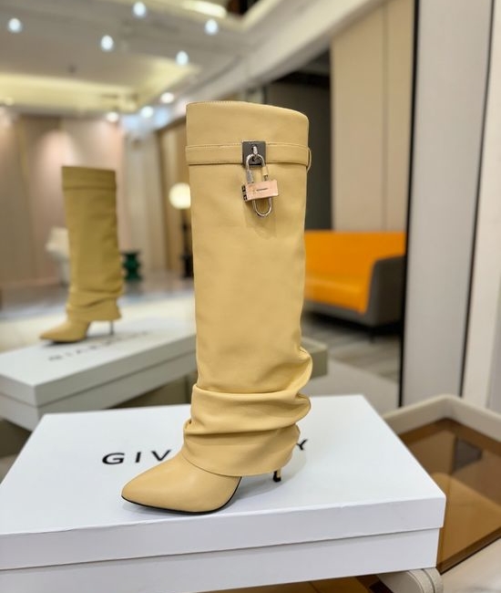 Givenchy High Heel Genuine Leather Knee High Boots With Buckle