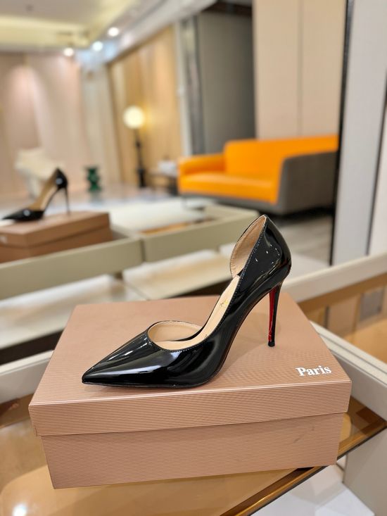 Christian Louboutine D Orsay Pumps Patent Leather Red Sole Multiple Heel Heights