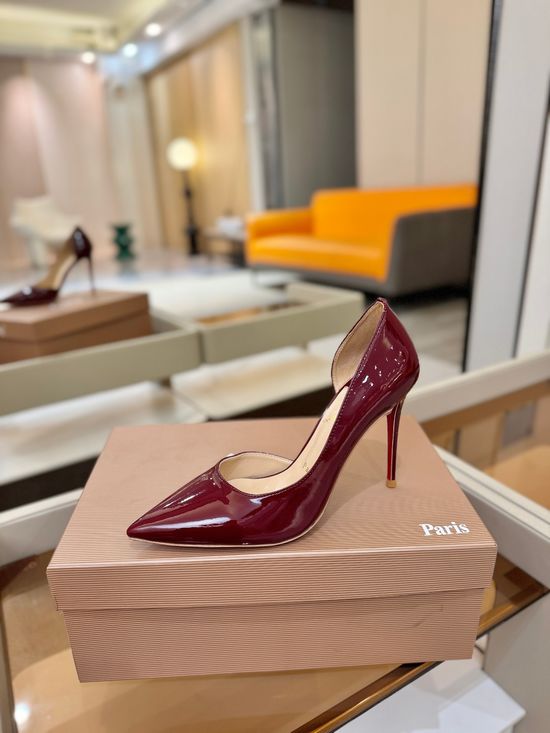 Christian Louboutine D Orsay Pumps Patent Leather Red Sole Multiple Heel Heights