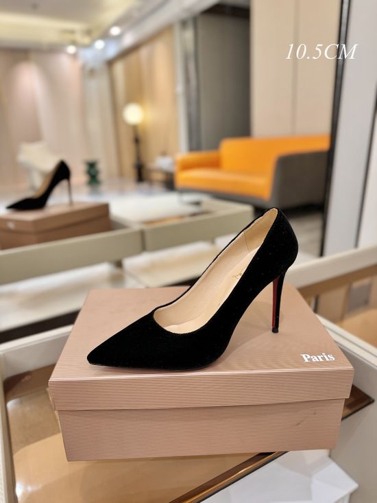 Christian Louboutine Velvet Pumps Classic Red Sole Sheepskin Lining