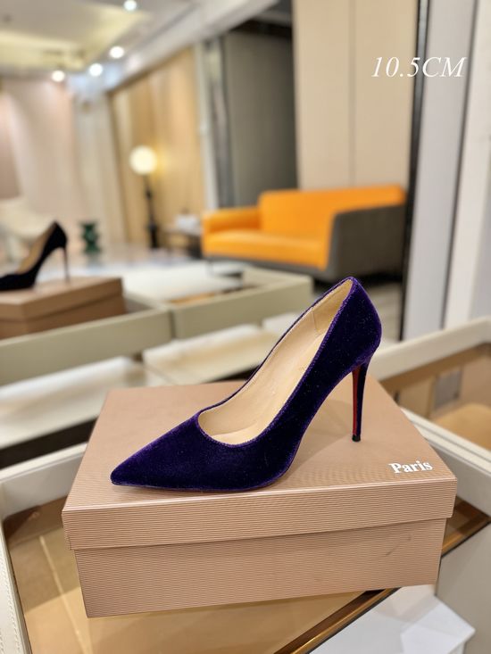 Christian Louboutine Velvet Pumps Classic Red Sole Sheepskin Lining