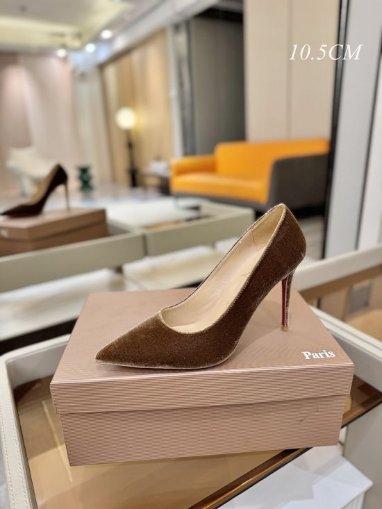 Christian Louboutine Velvet Pumps Classic Red Sole Sheepskin Lining