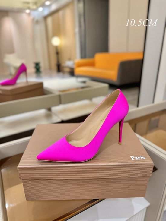 Christian Louboutine Silk Upper High Heels Genuine Leather Sole Customizable Heel Height
