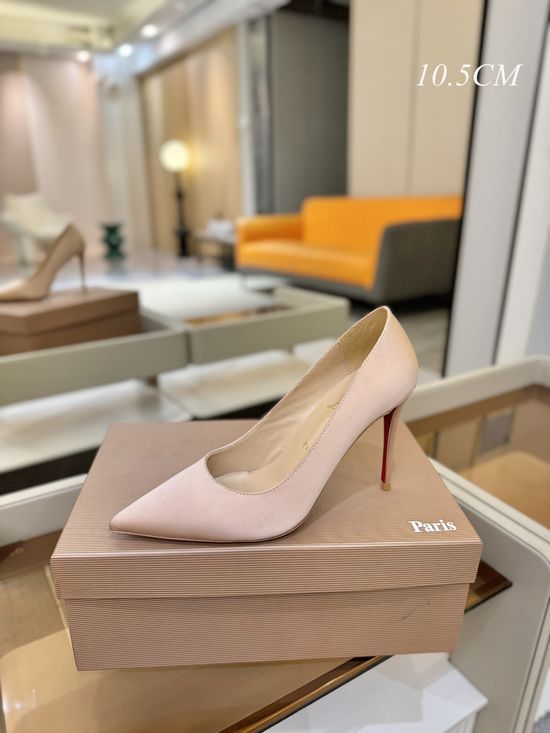 Christian Louboutine Silk Upper High Heels Genuine Leather Sole Customizable Heel Height