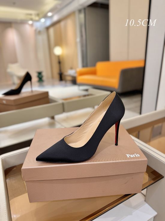 Christian Louboutine Silk Upper High Heels Genuine Leather Sole Customizable Heel Height