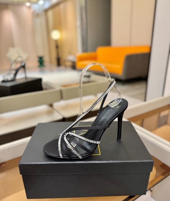 Alevi Milano Rhinestone Embellished High Heel Sandals Silk Upper