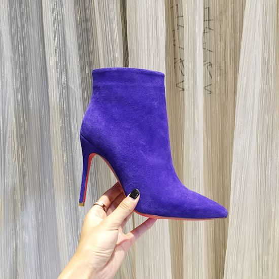 Christian Louboutine Stiletto Rivet Ankle Boots Suede Upper Soft Lining