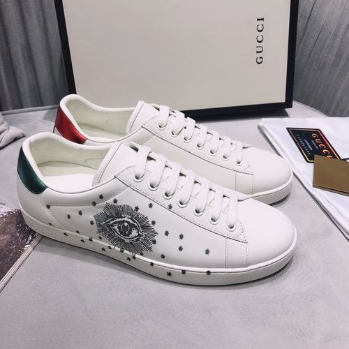 Gucci Ace Sneakers Tiger Embroidery Cowhide Upper