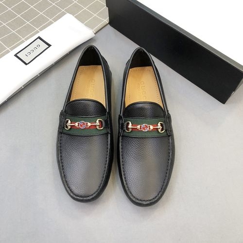 Gucci Cowhide Loafers With Interlocking G Details