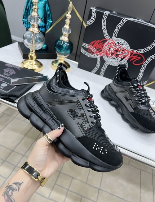 Versace Embroidered Cowhide Cushioned Casual Shoes