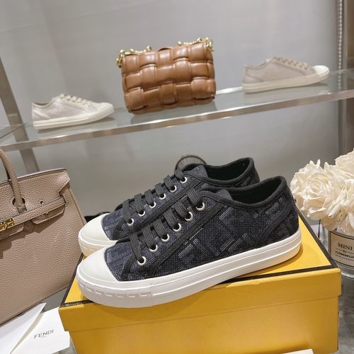 Fendi Domino Sneakers Denim FF Embroidery