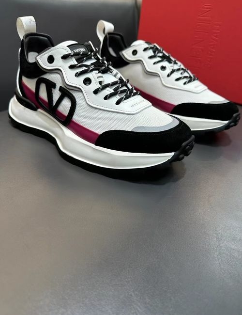 Valentino Spliced Leather Sneakers With Rubber Sole